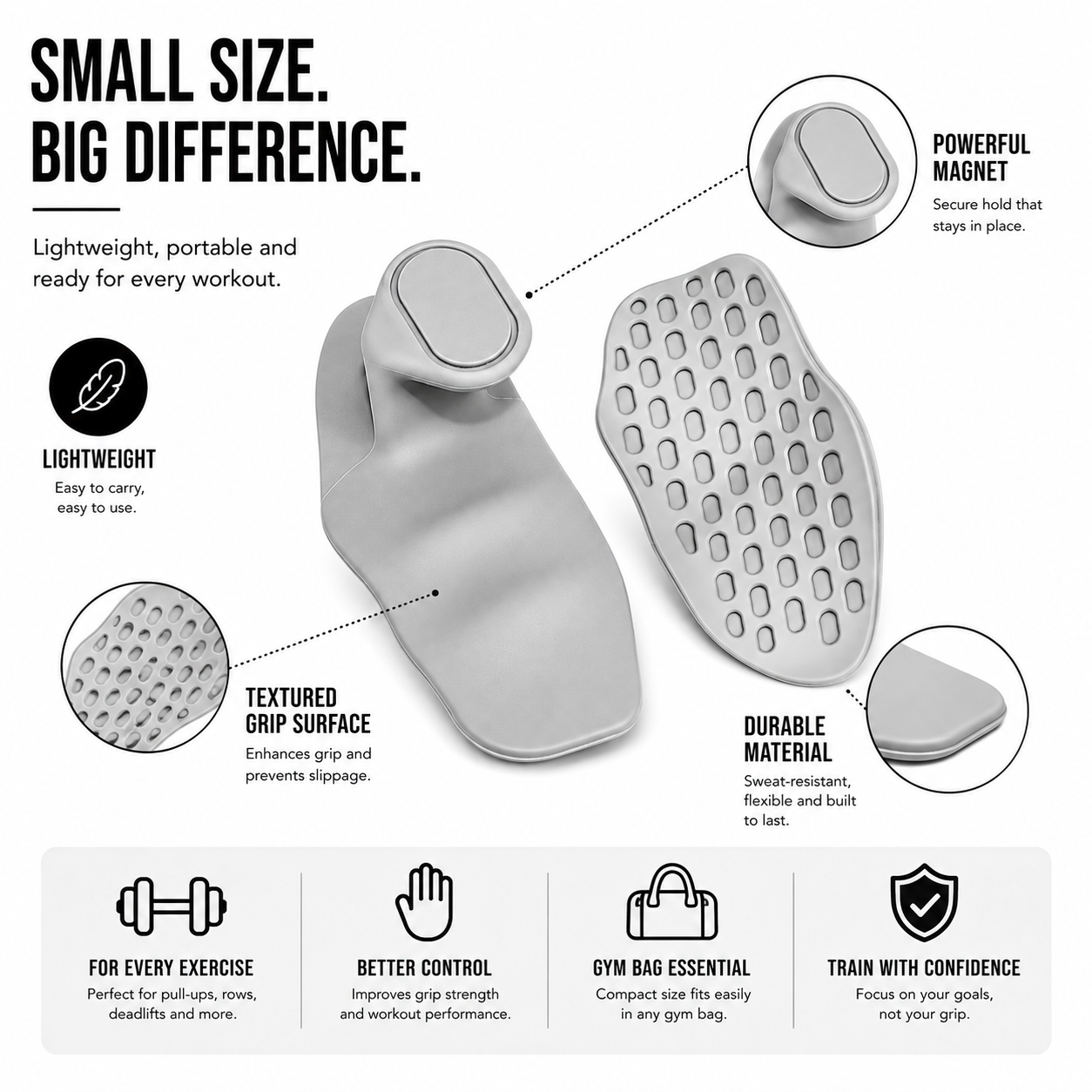 Silicone Dumbbell Grips | Non-Slip Palm Protectors for Weightlifting – Finger Loop Design